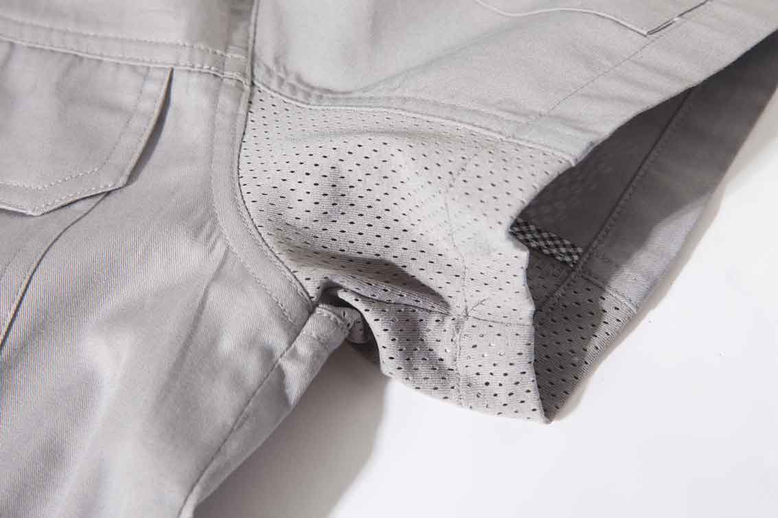 夏季灰色配咖啡色純棉短袖工作服-SYX201