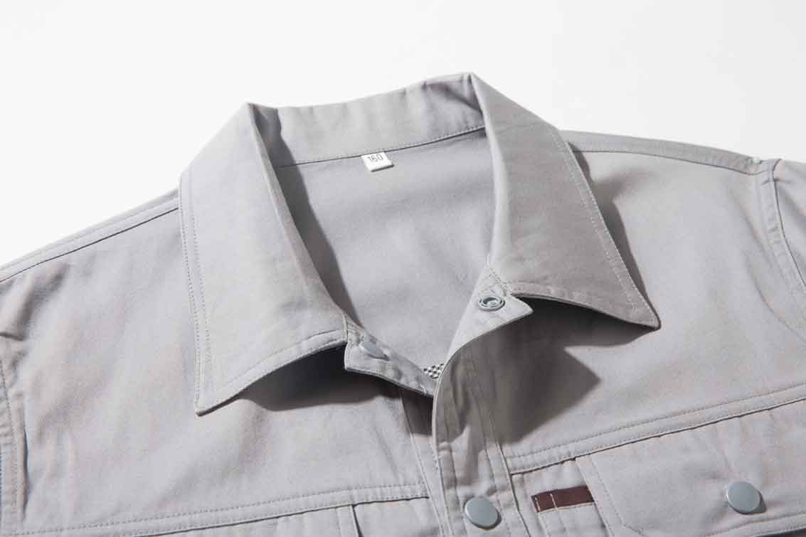 夏季灰色配咖啡色純棉短袖工作服-SYX201