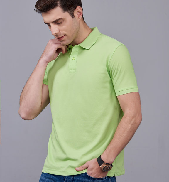 夏季男女通款果綠色滌棉短袖Polo衫-MAD205gl