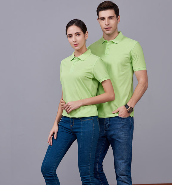 夏季男女通款果綠色滌棉短袖Polo衫-MAD205gl