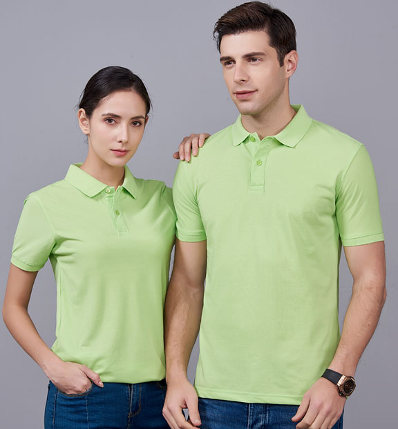夏季男女通款果綠色滌棉短袖Polo衫-MAD205gl