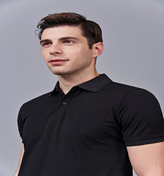 夏季男女通款黑色滌棉短袖商務T恤衫-MAD205hs