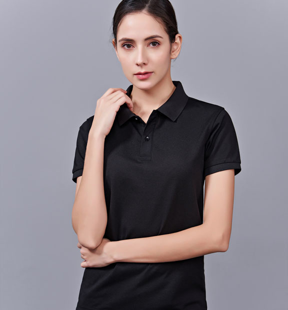 夏季男女通款黑色滌棉短袖商務T恤衫-MAD205hs