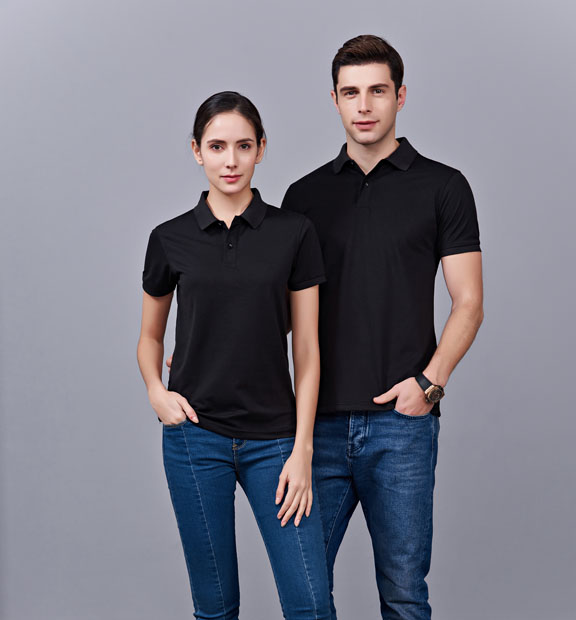 夏季男女通款黑色滌棉短袖商務T恤衫-MAD205hs