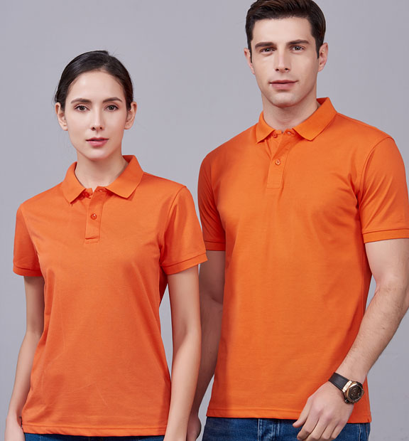 夏季男女通款橘色滌棉短袖T恤衫-MAD205js