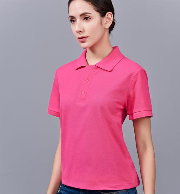 夏季男女通款玫紅色滌棉短袖T恤衫-MAD205mh