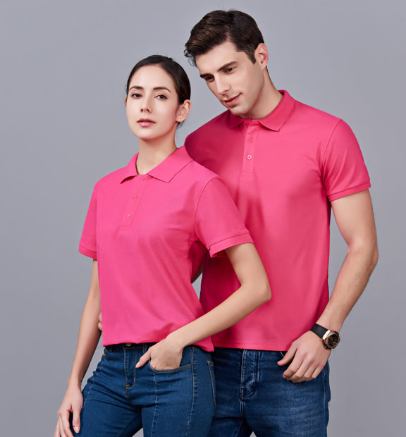 夏季男女通款玫紅色滌棉短袖T恤衫-MAD205mh