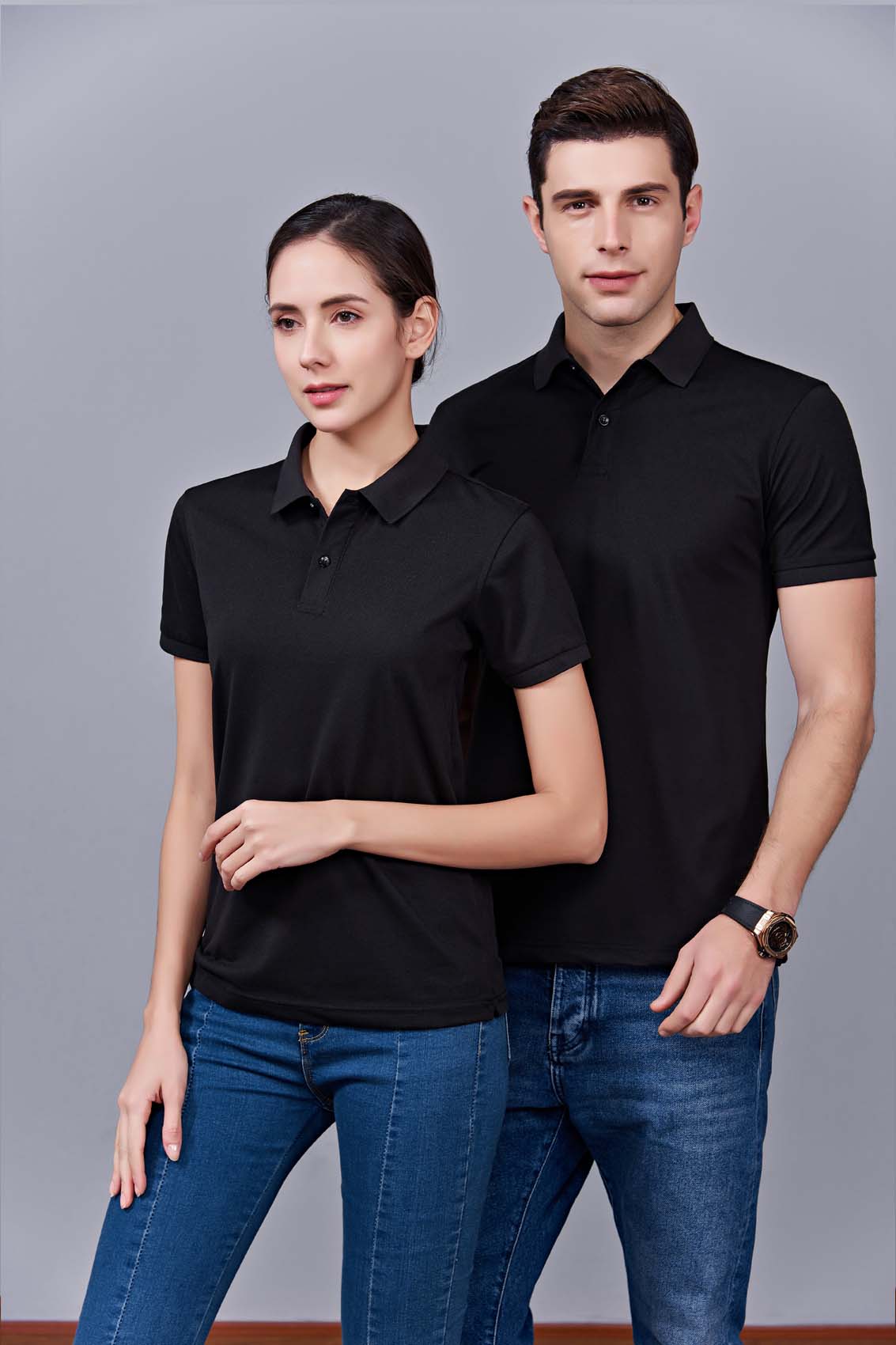 夏季男女通款黑色短袖商務T恤衫-MAD205hs