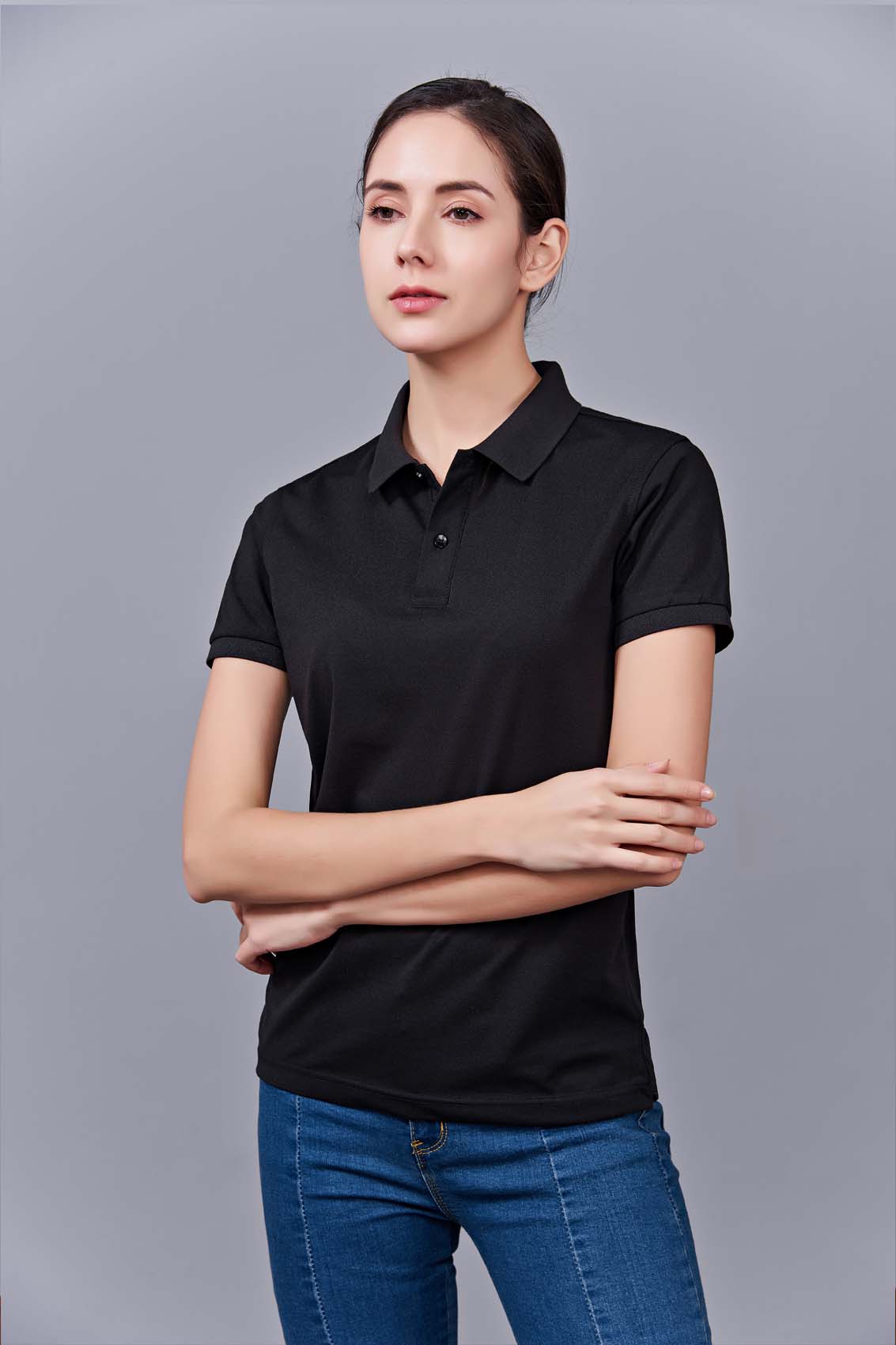 夏季男女通款黑色短袖商務T恤衫-MAD205hs