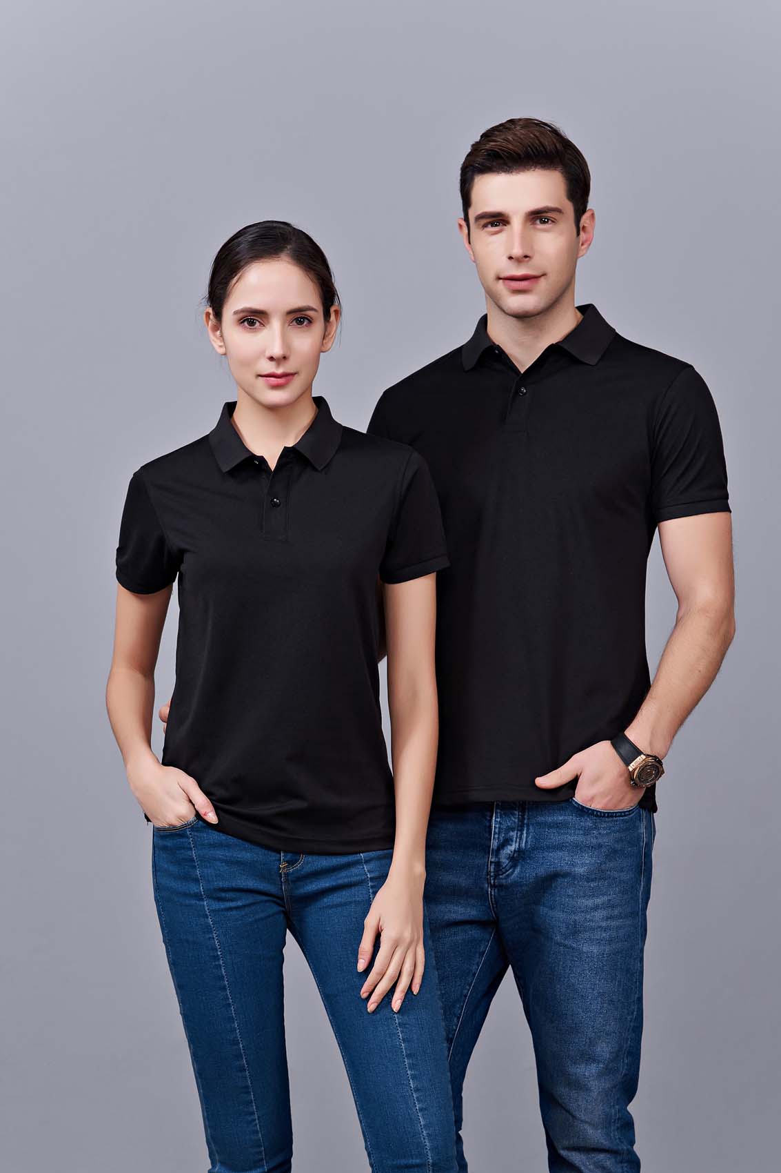 夏季男女通款黑色短袖商務T恤衫-MAD205hs