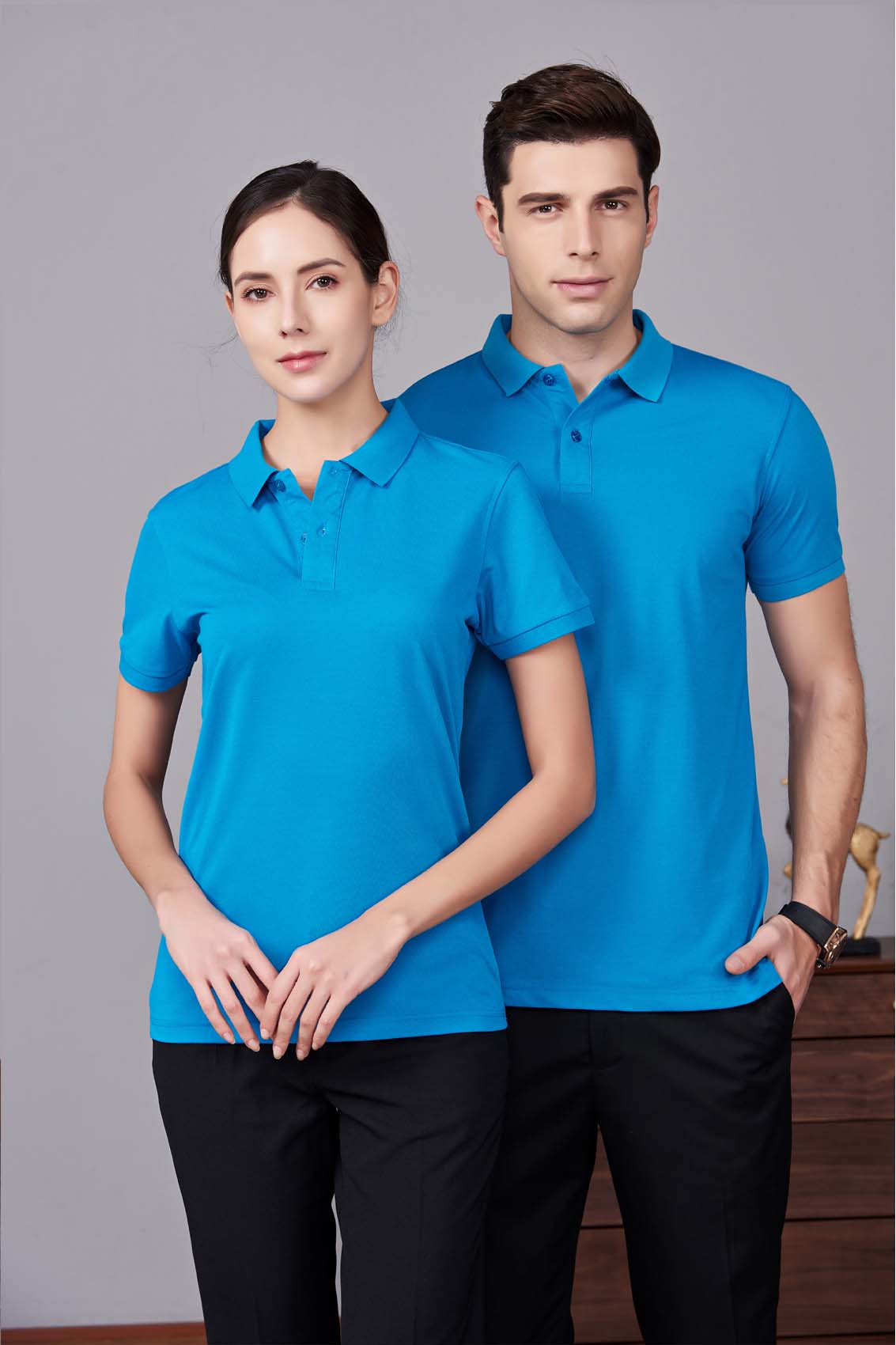 夏季男女通款湖藍(lán)色短袖休閑T恤衫-MAD205hl