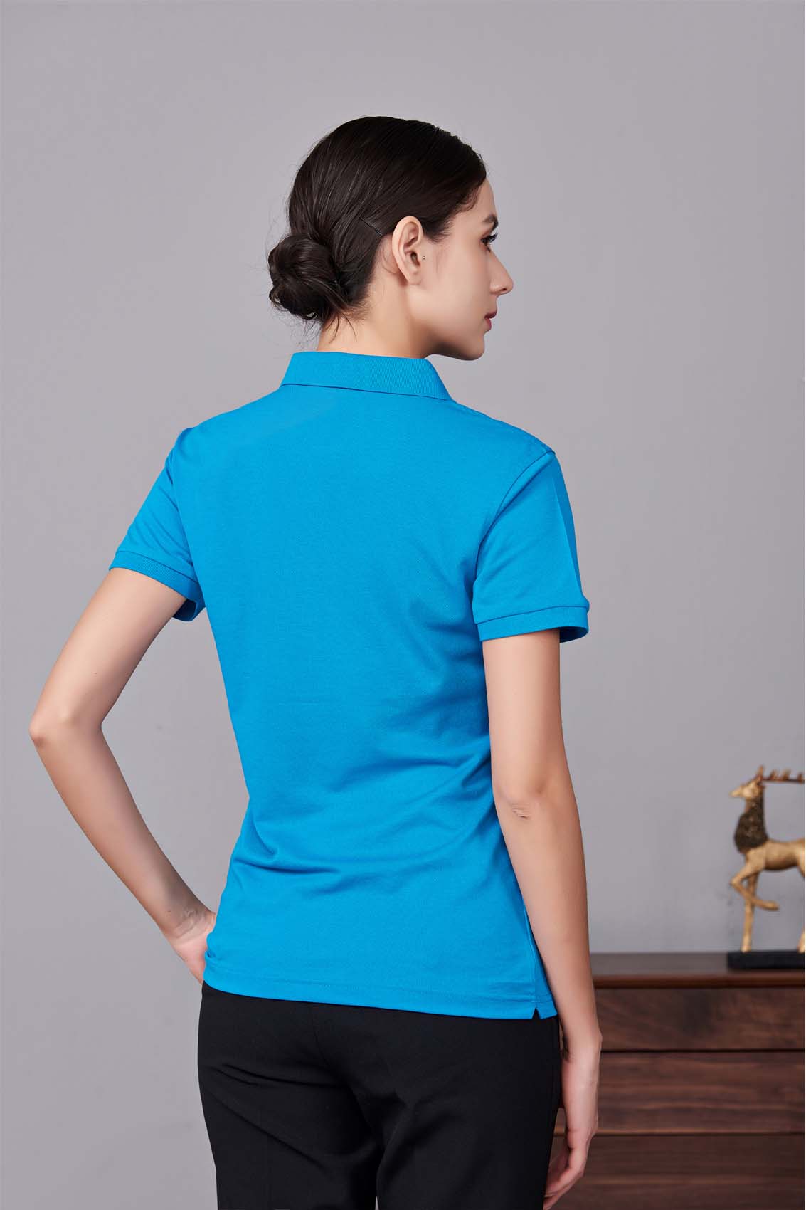 夏季男女通款湖藍(lán)色短袖休閑T恤衫-MAD205hl