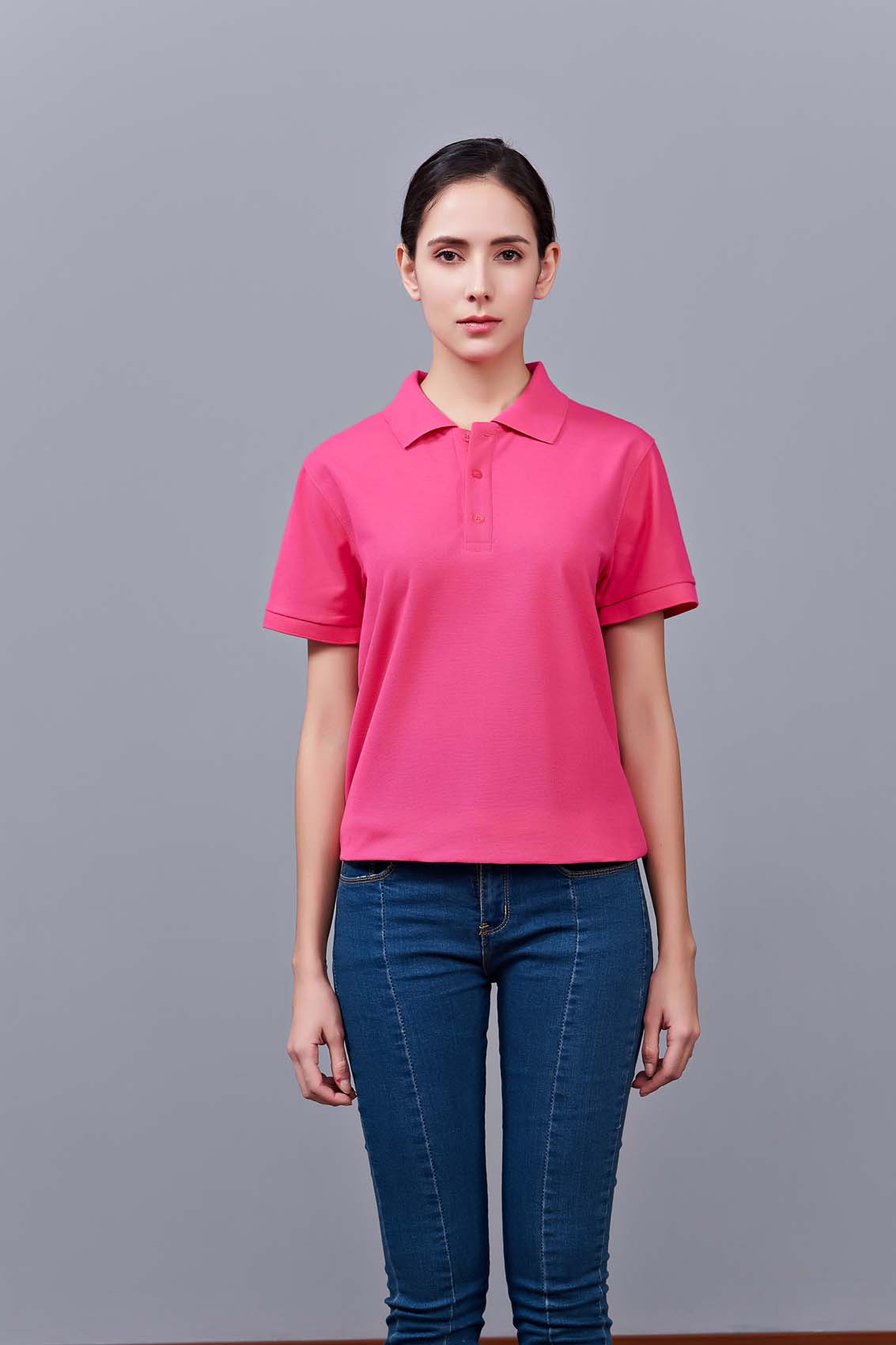 夏季男女通款玫紅色短袖T恤衫-MAD205mh