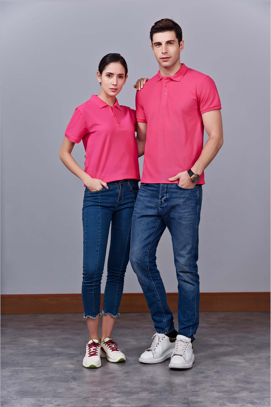 夏季男女通款玫紅色短袖T恤衫-MAD205mh