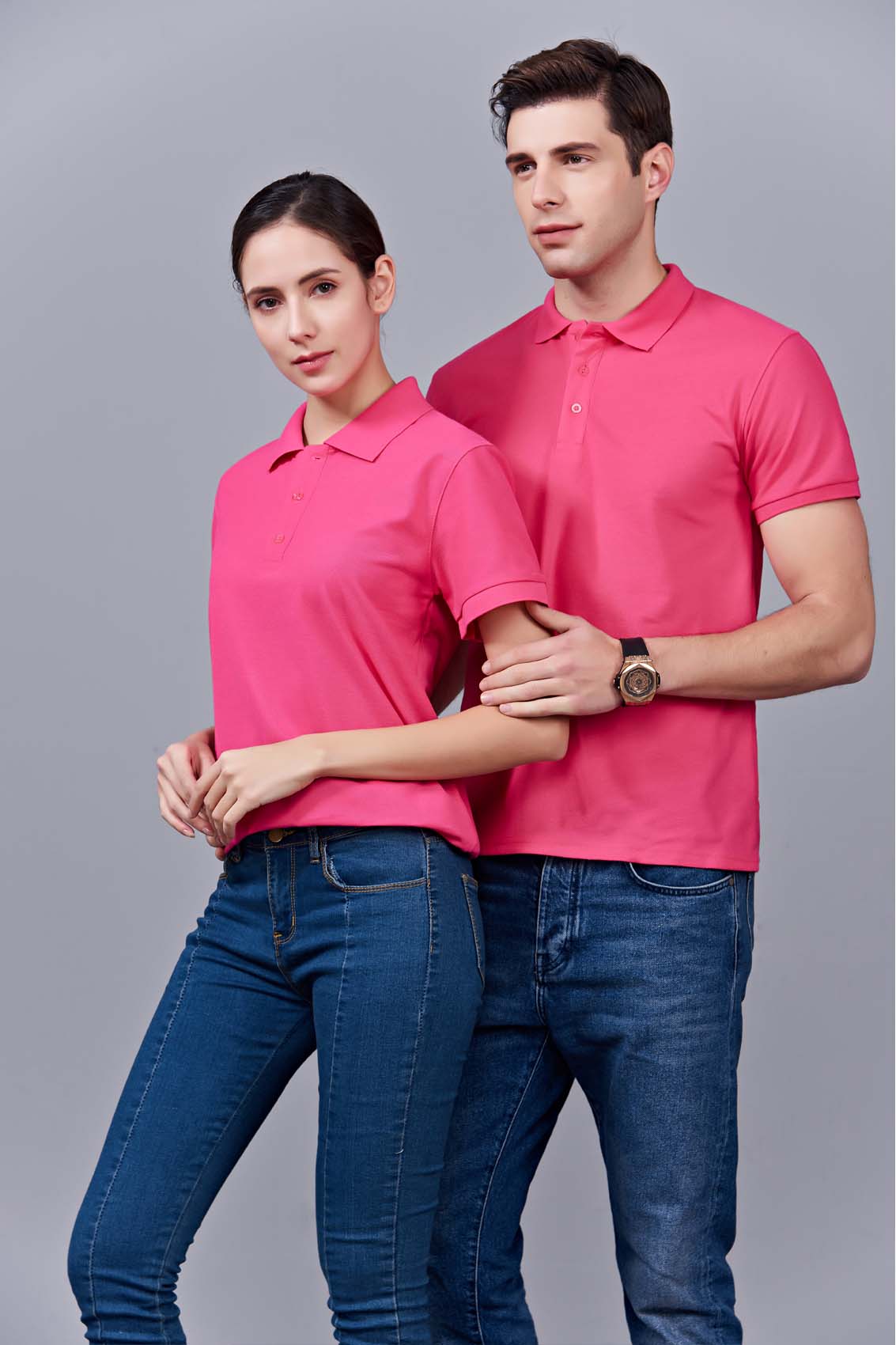 夏季男女通款玫紅色短袖T恤衫-MAD205mh