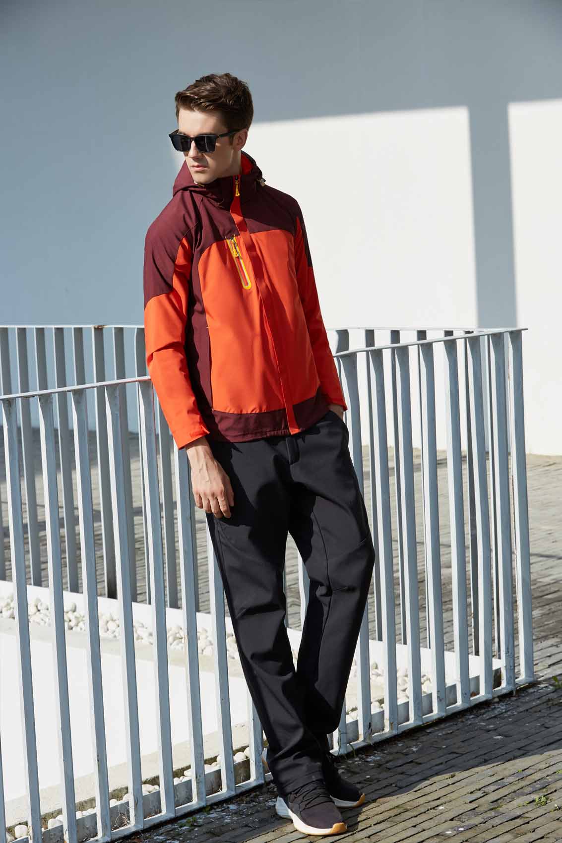 春秋季節橘色男女同款沖鋒衣上衣外套#666