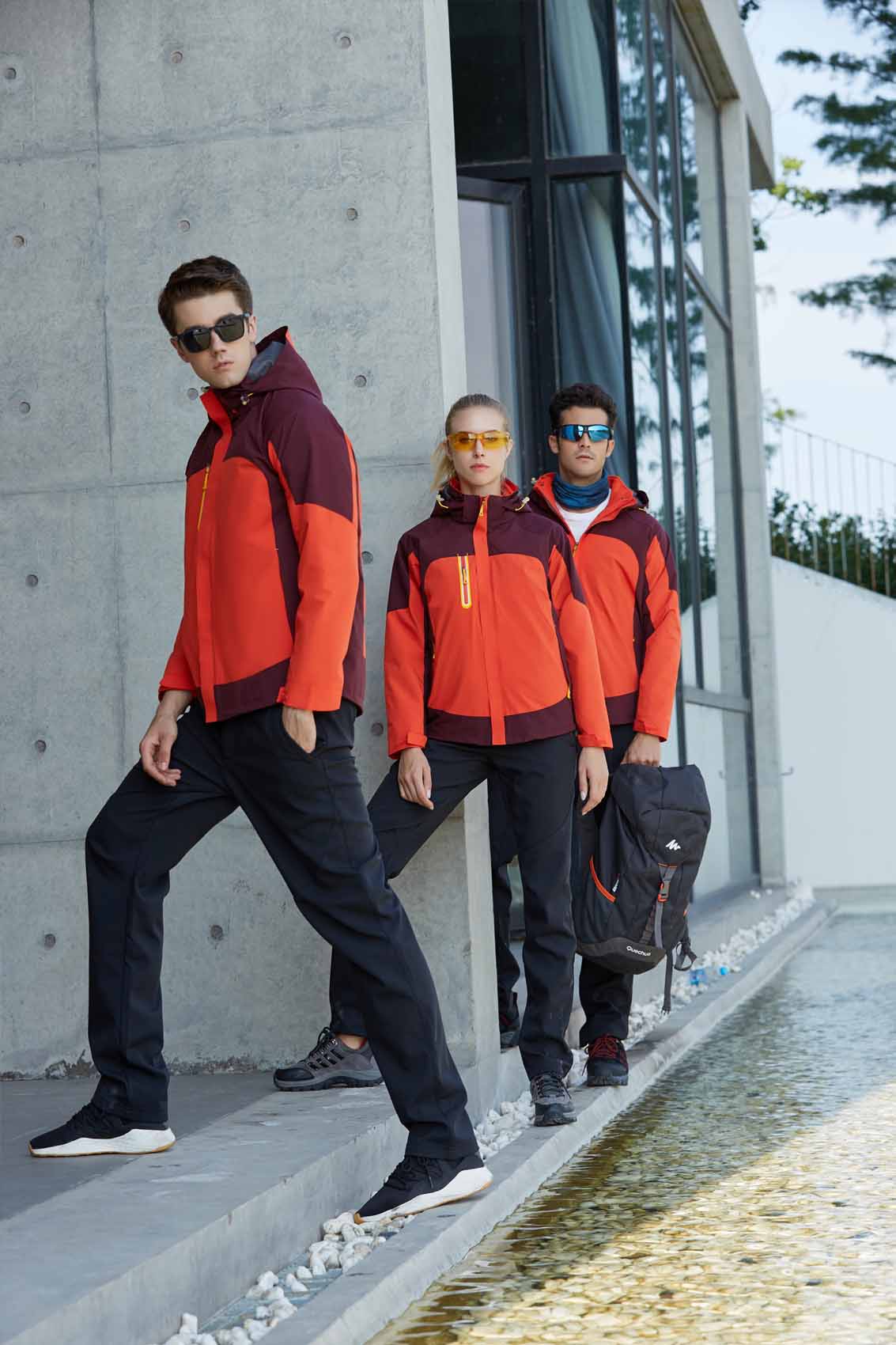 春秋季節橘色男女同款沖鋒衣上衣外套#666