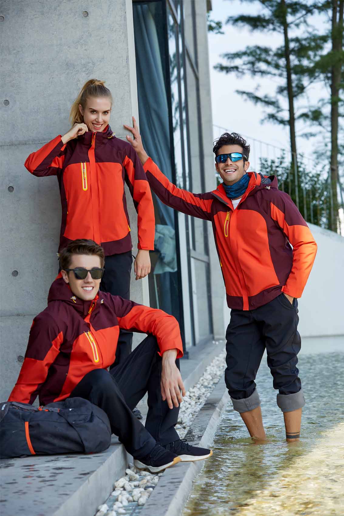 春秋季節橘色男女同款沖鋒衣上衣外套#666