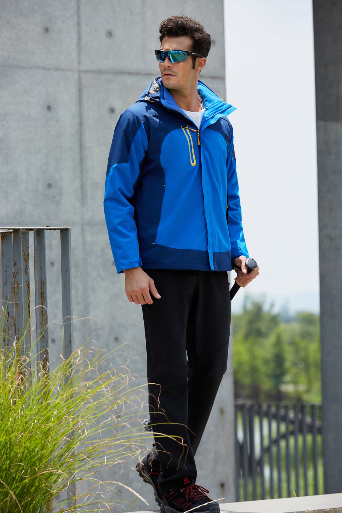 春秋季節藍色男女同款沖鋒衣上衣外套#666