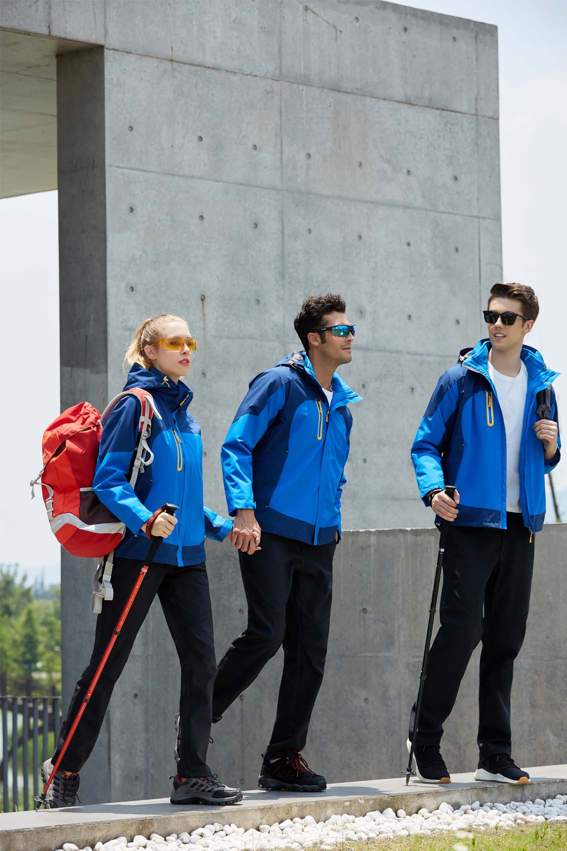 春秋季節藍色男女同款沖鋒衣上衣外套#666