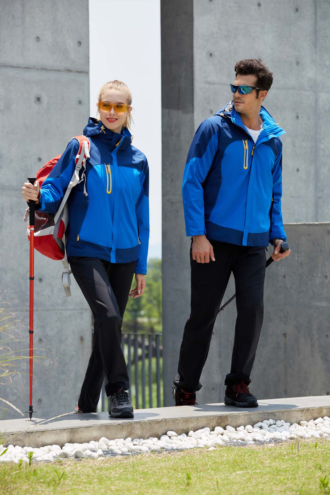 春秋季節藍色男女同款沖鋒衣上衣外套#666