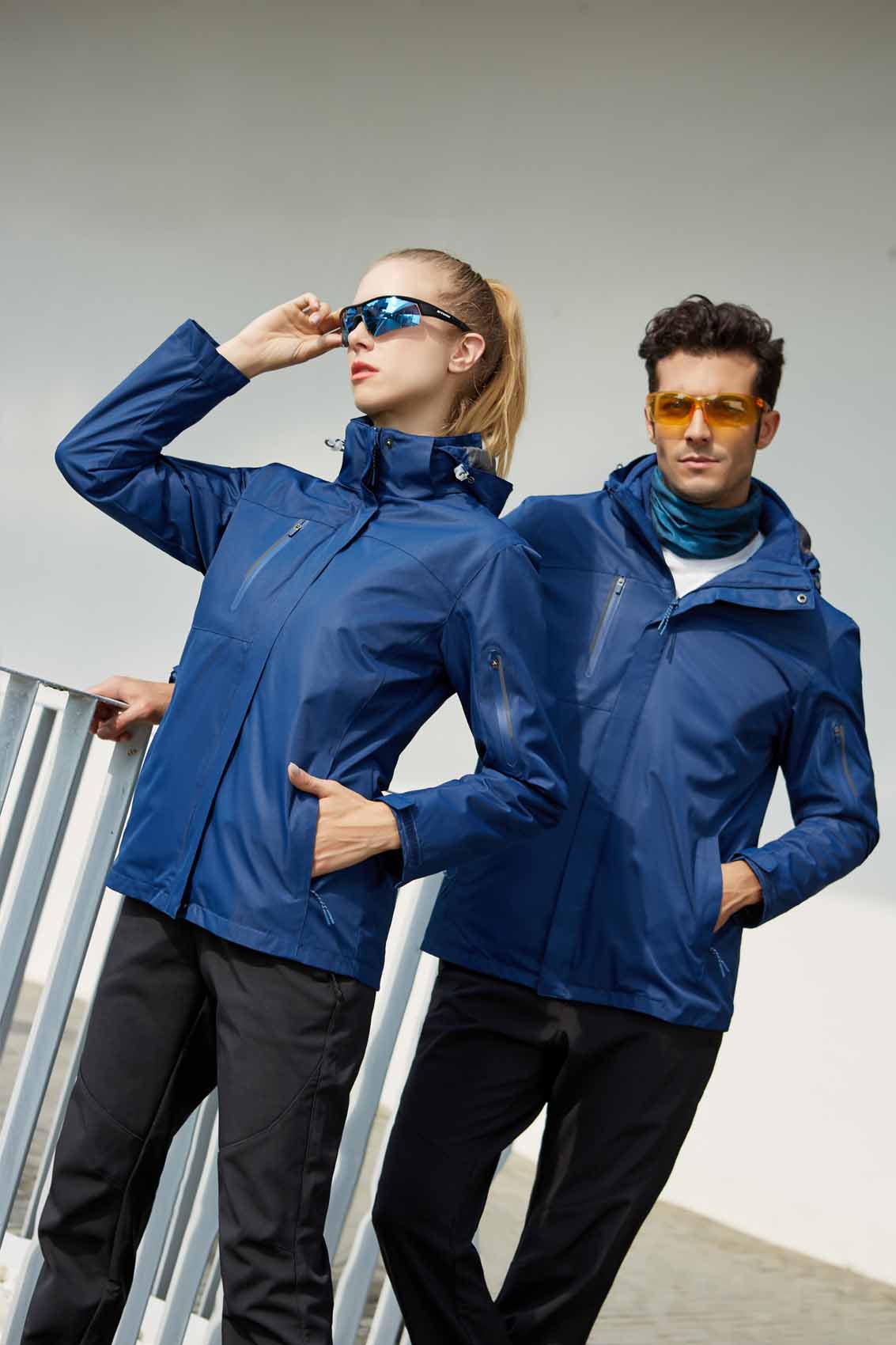 春秋季節(jié)藏藍(lán)色男女同款沖鋒衣上衣外套#798