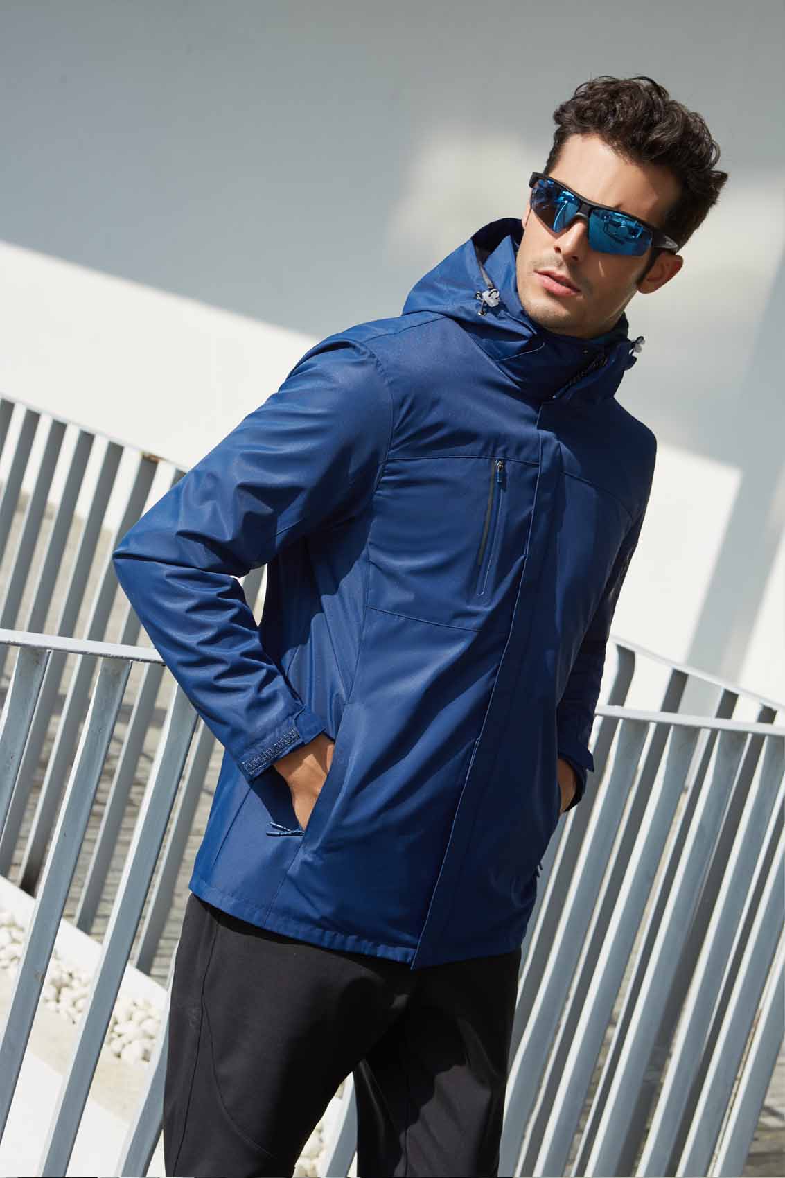 春秋季節(jié)藏藍(lán)色男女同款沖鋒衣上衣外套#798