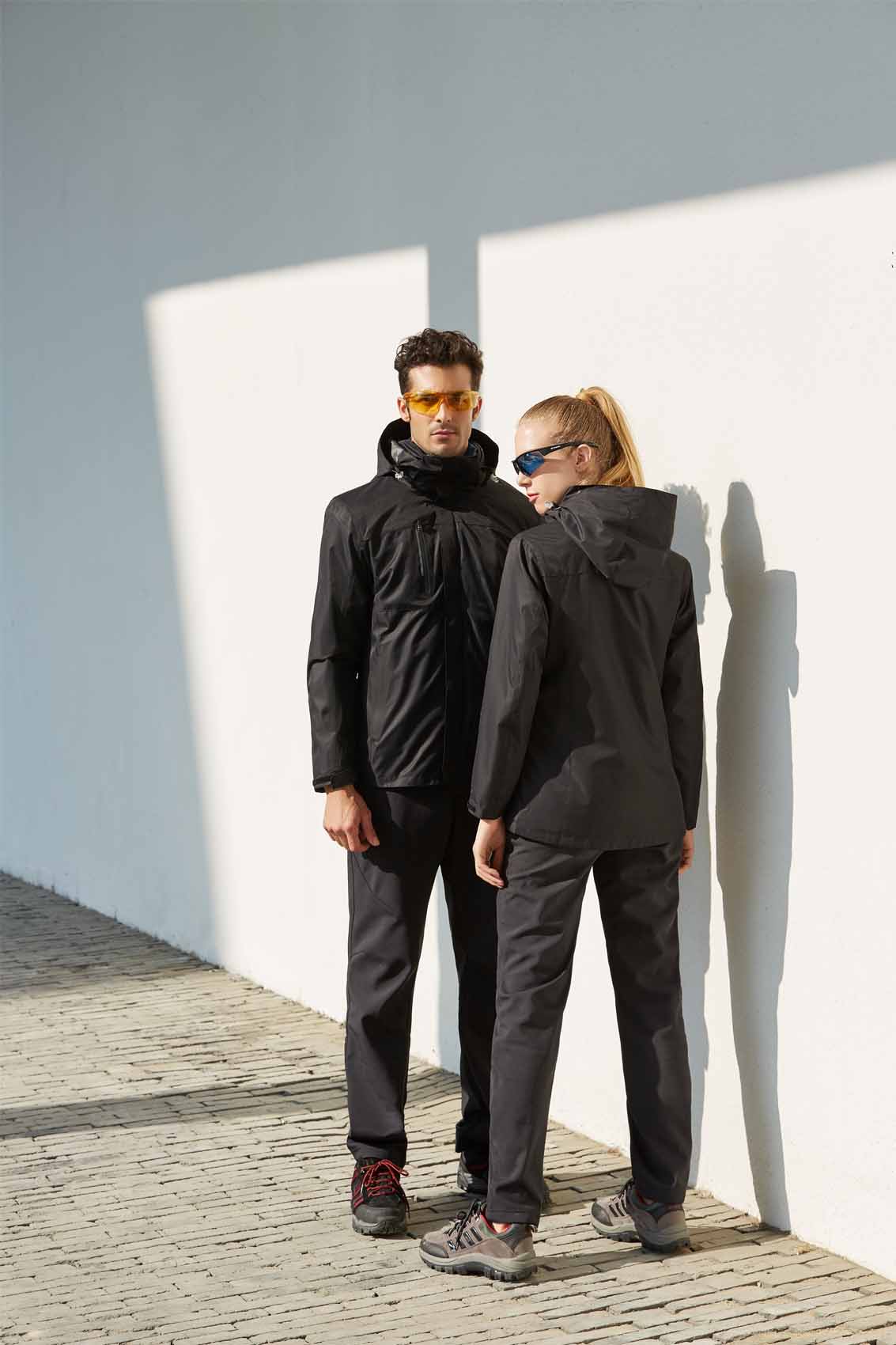 春秋季節黑色男女同款沖鋒衣上衣外套#798