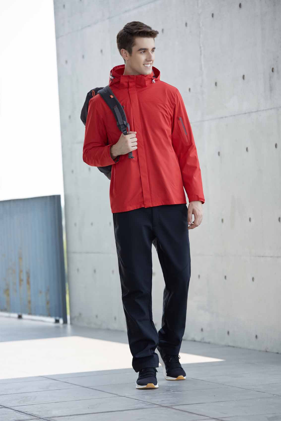 春秋季節紅色男女同款沖鋒衣上衣外套#798