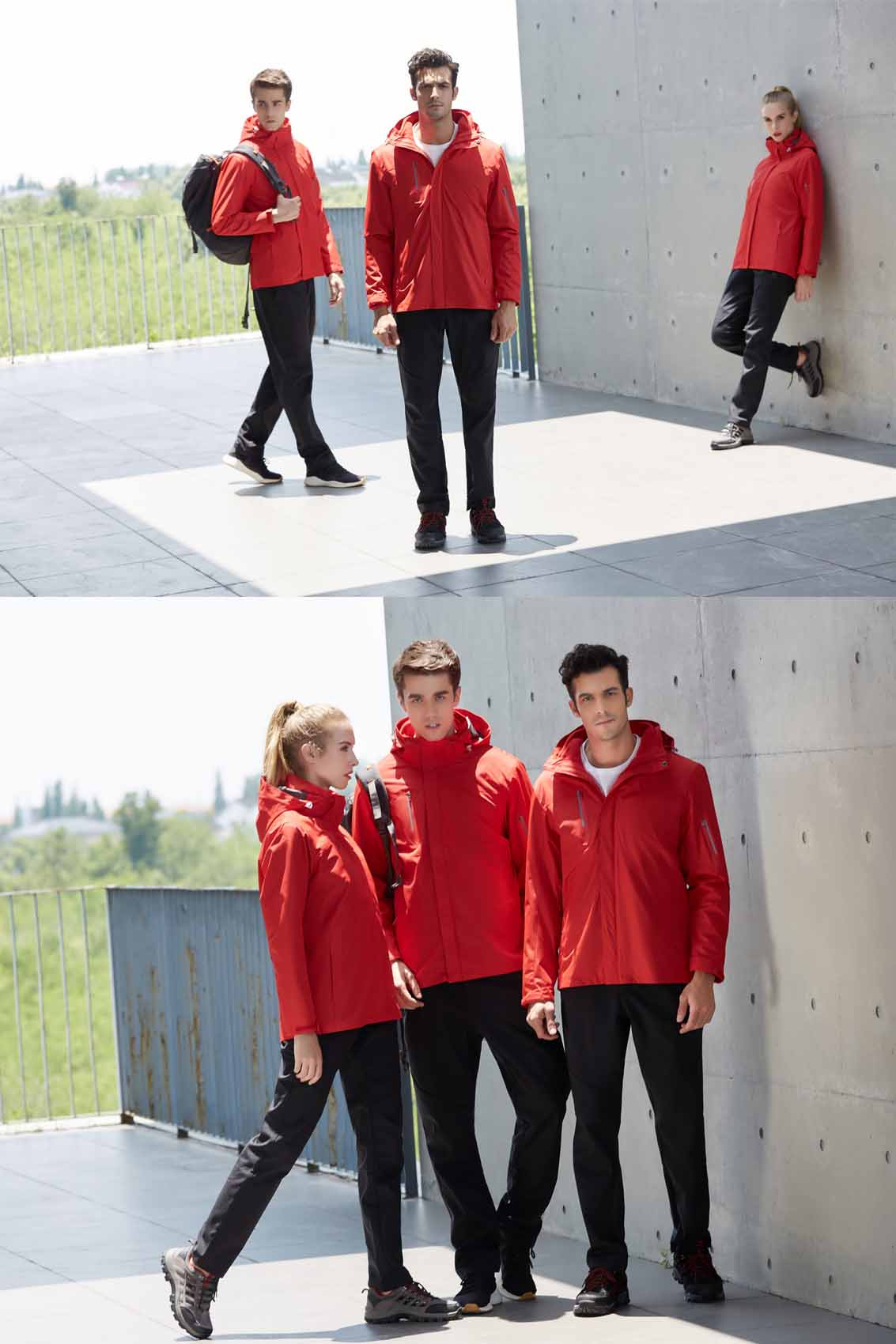 春秋季節紅色男女同款沖鋒衣上衣外套#798