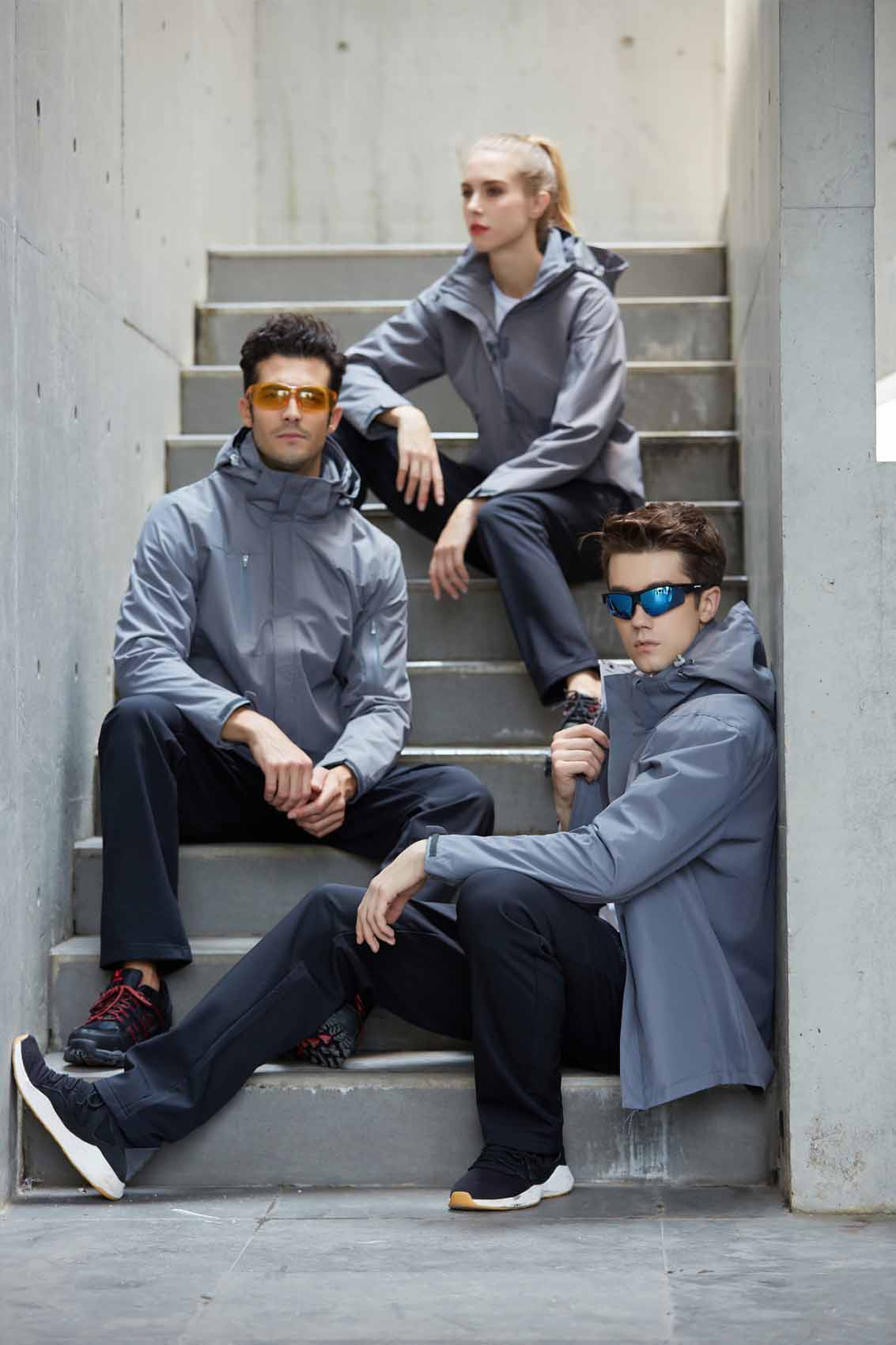 春秋季節灰色男女同款沖鋒衣上衣外套#798