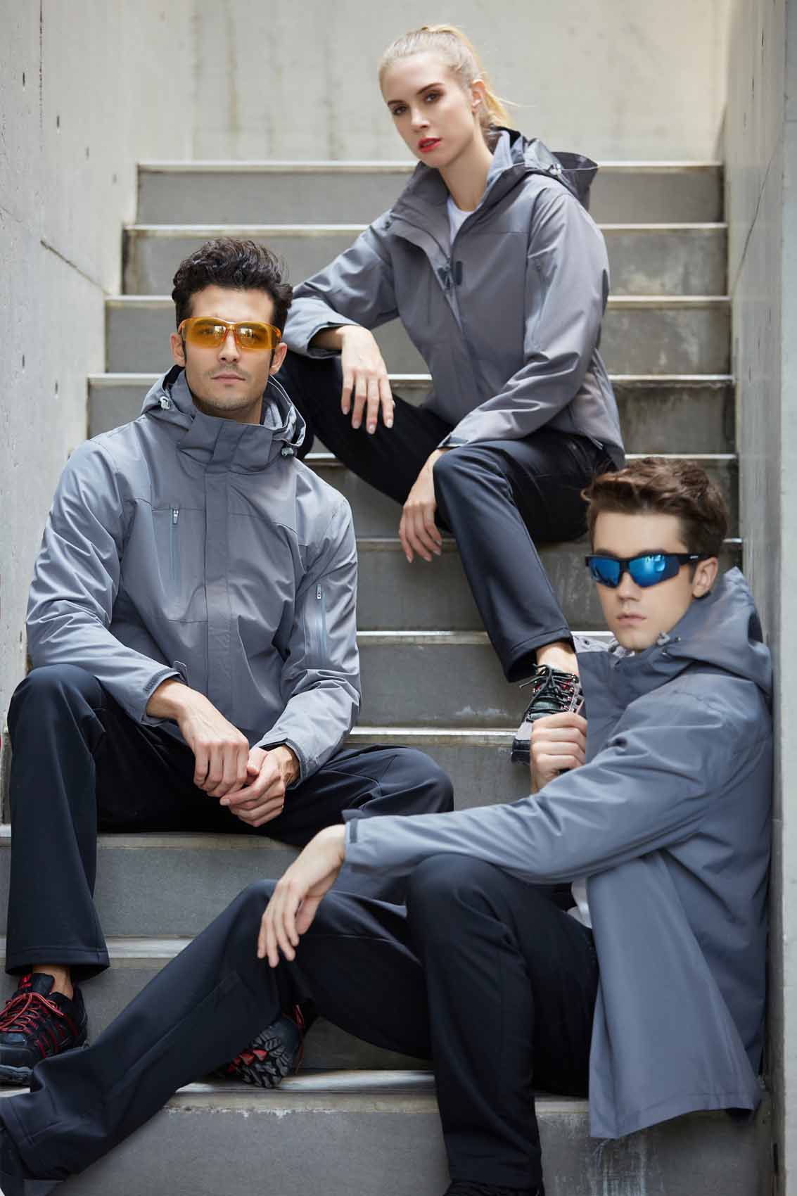 春秋季節灰色男女同款沖鋒衣上衣外套#798