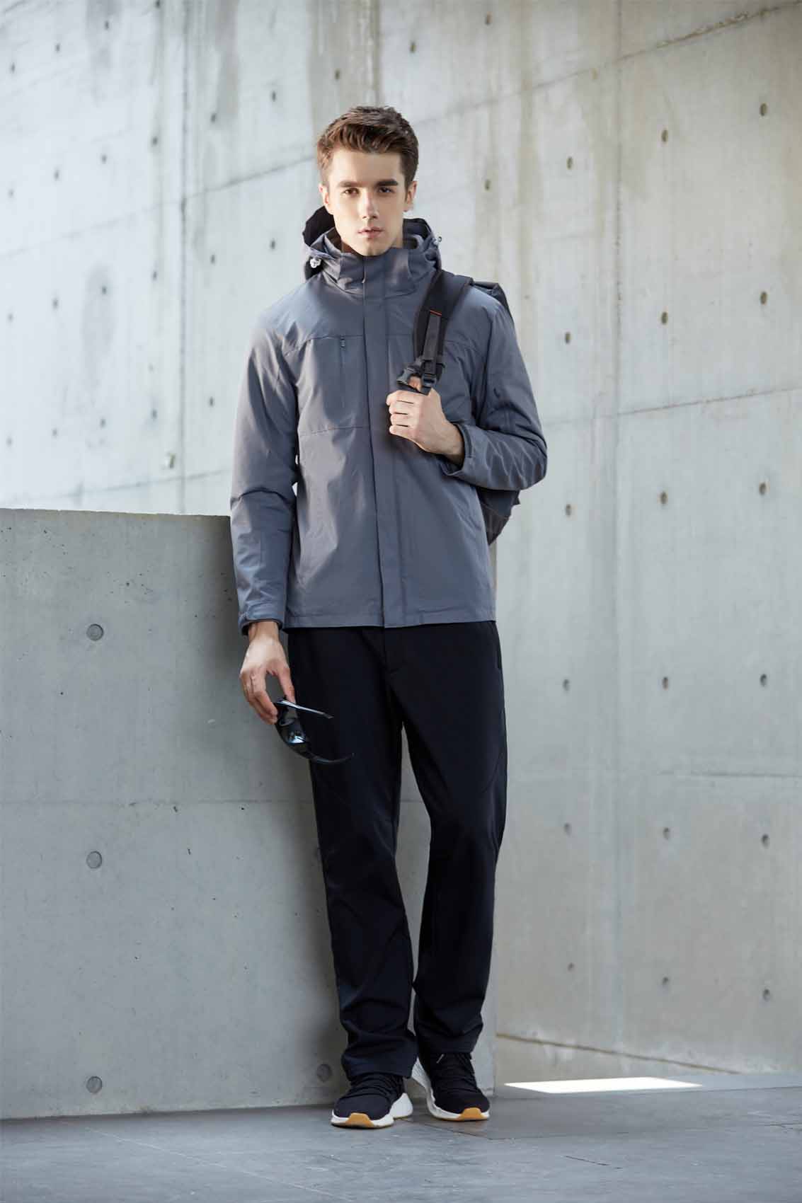 春秋季節灰色男女同款沖鋒衣上衣外套#798