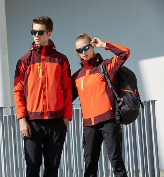 橘色男女同款活里活面搖粒絨沖鋒衣上衣外套-666#