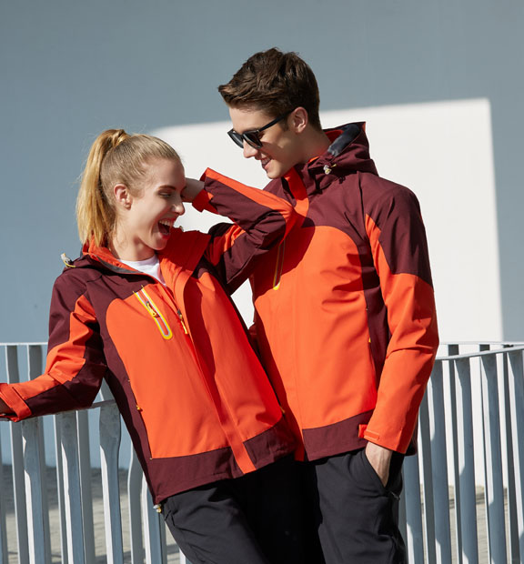 橘色男女同款活里活面搖粒絨沖鋒衣上衣外套-666#