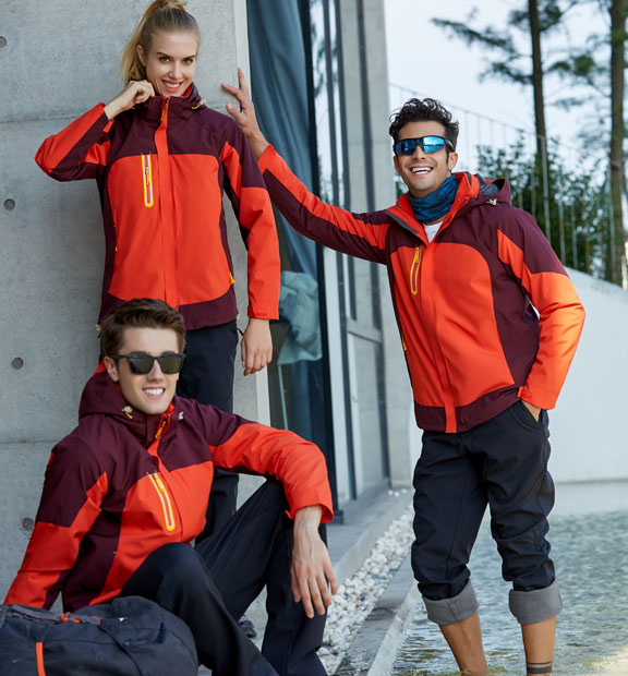 橘色男女同款活里活面搖粒絨沖鋒衣上衣外套-666#