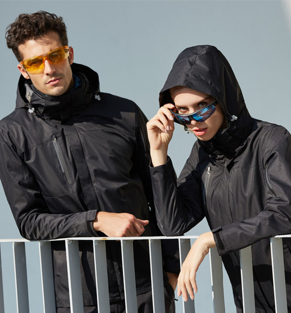 黑色男女同款活里活面搖粒絨沖鋒衣上衣外套-798#