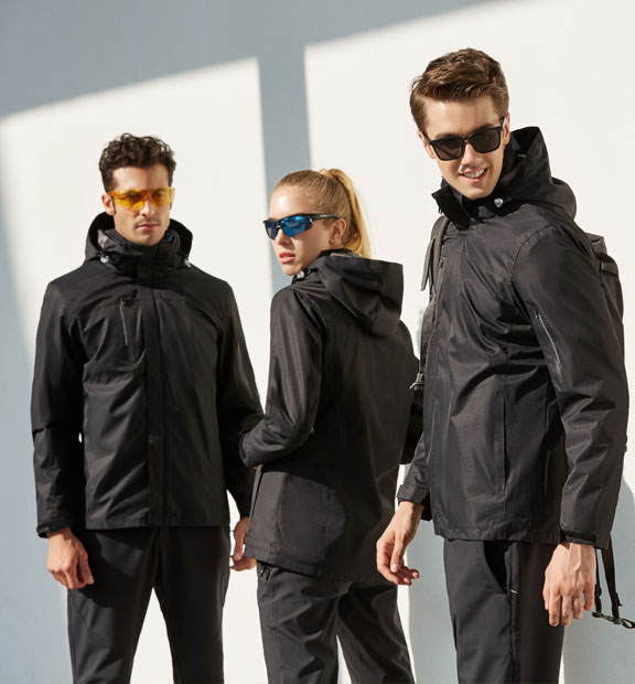 黑色男女同款活里活面搖粒絨沖鋒衣上衣外套-798#