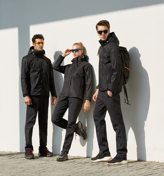 黑色男女同款活里活面搖粒絨沖鋒衣上衣外套-798#