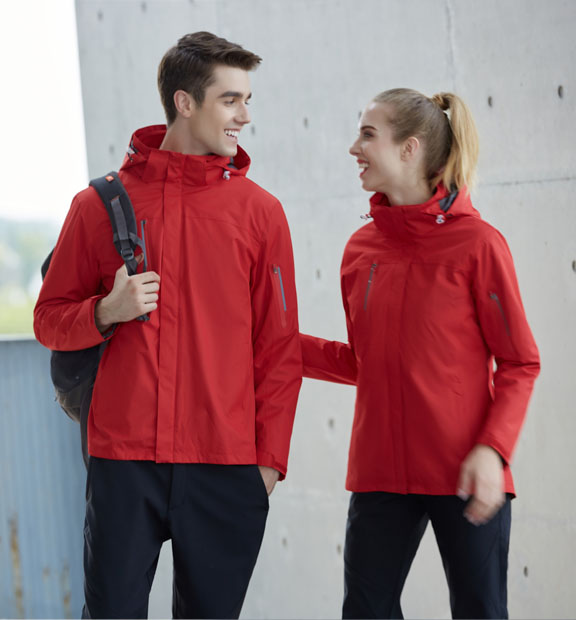 紅色男女同款活里活面搖粒絨沖鋒衣上衣外套-798#