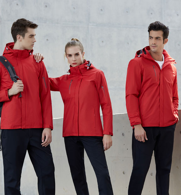 紅色男女同款活里活面搖粒絨沖鋒衣上衣外套-798#