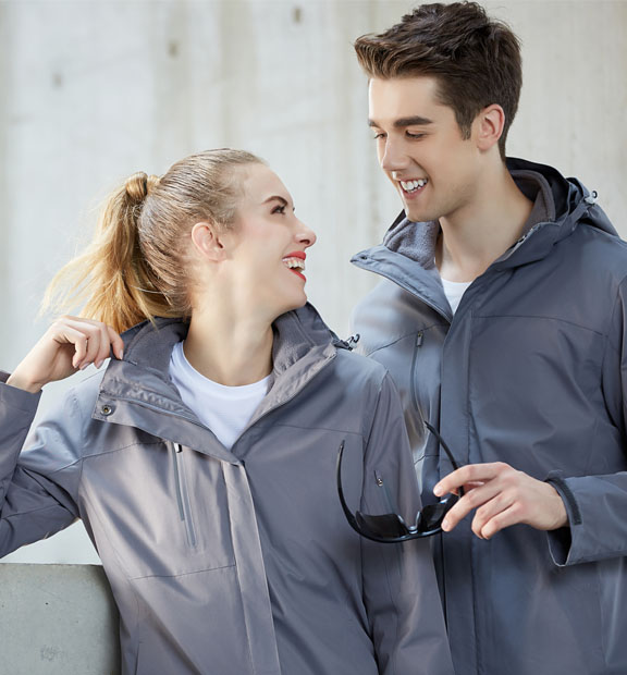 灰色男女同款活里活面搖粒絨沖鋒衣上衣外套-798#