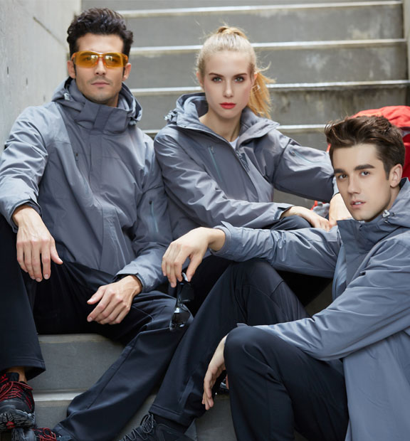 灰色男女同款活里活面搖粒絨沖鋒衣上衣外套-798#