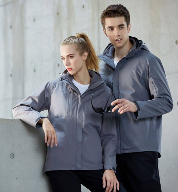 灰色男女同款活里活面搖粒絨沖鋒衣上衣外套-798#