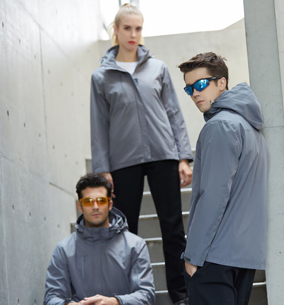 灰色男女同款活里活面搖粒絨沖鋒衣上衣外套-798#