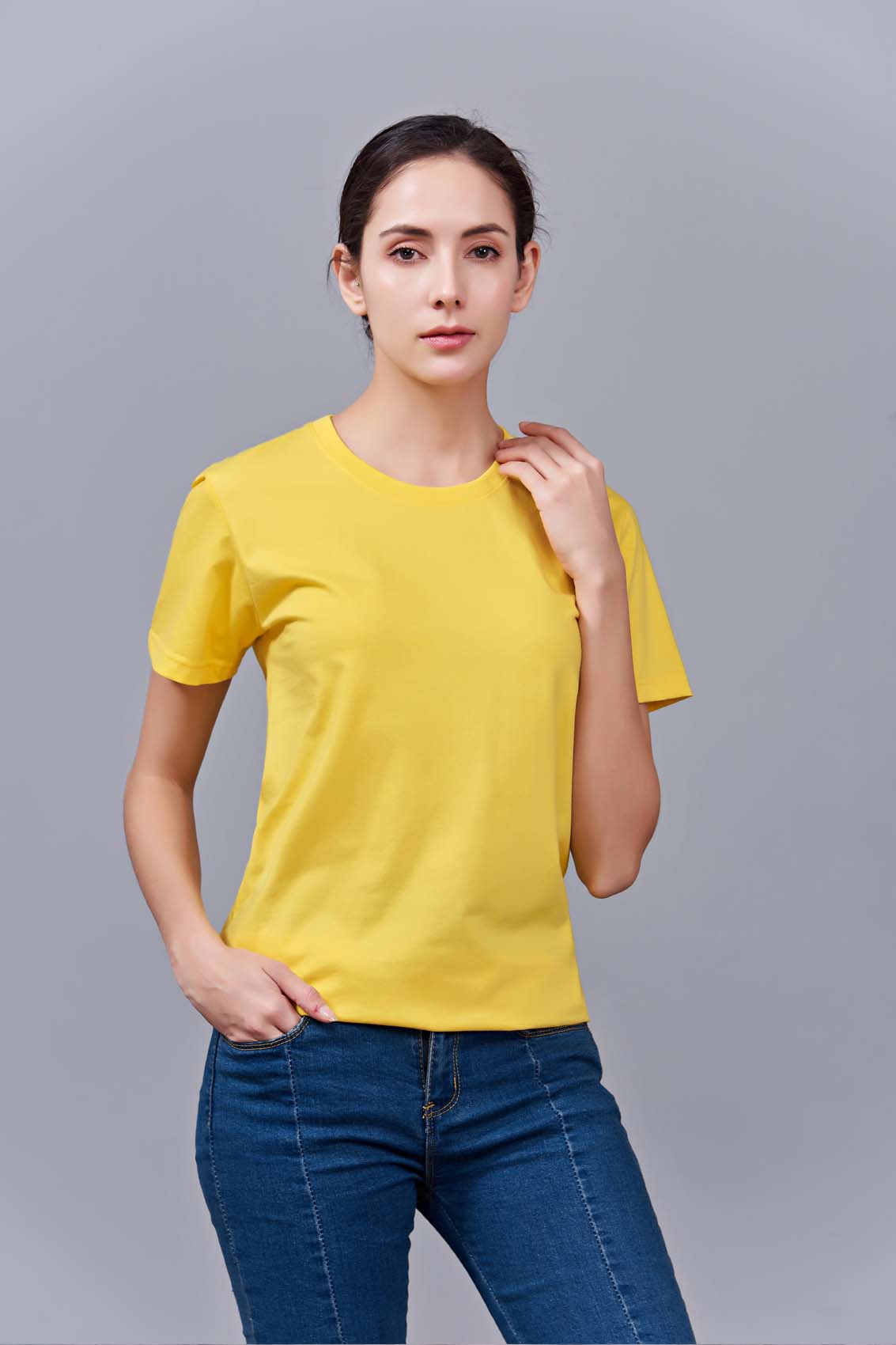 夏季黃色男女同款純棉圓領速干文化衫#007huang