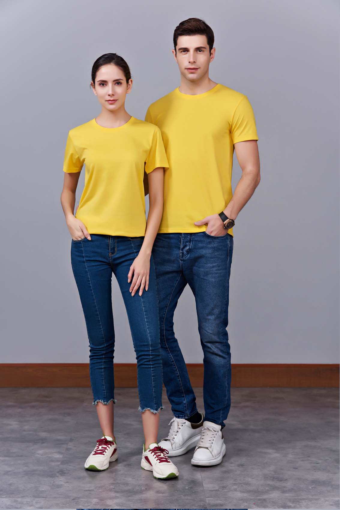 夏季黃色男女同款純棉圓領速干文化衫#007huang