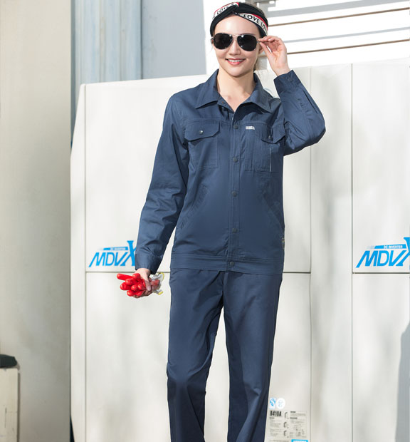 春秋季藍(lán)色純棉長袖工作服套裝-SYX204#