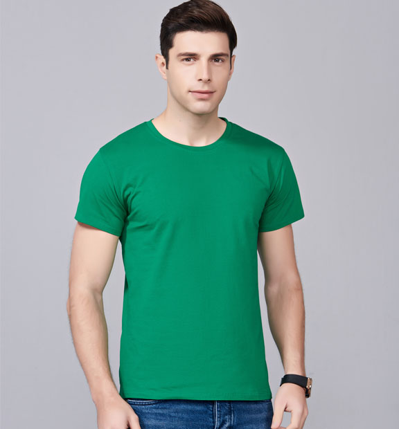 夏季草綠色男女同款純棉半袖圓領文化衫T19#