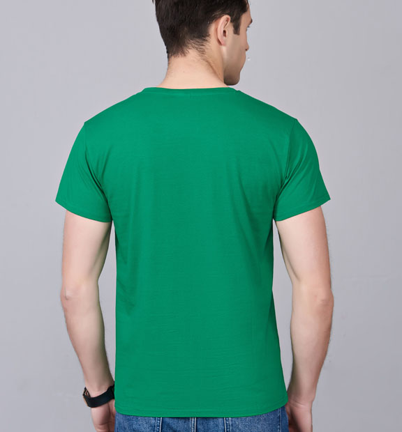 夏季草綠色男女同款純棉半袖圓領文化衫T19#